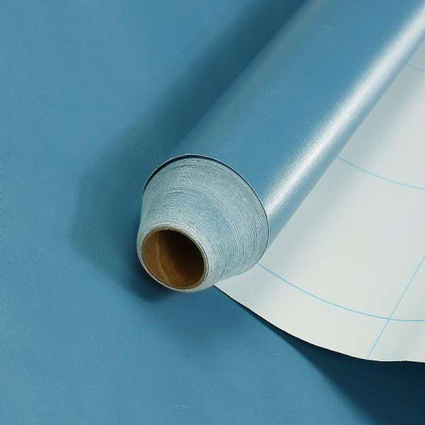 Cuộn 10m decal giấy dán tường màu xanh xám bề mặt nhám khổ 45cm keo sẵn bóc dán