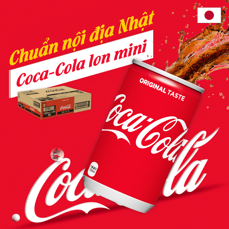 Thùng 30 lon Coca Cola lon mini nội địa Nhật x 160mL
