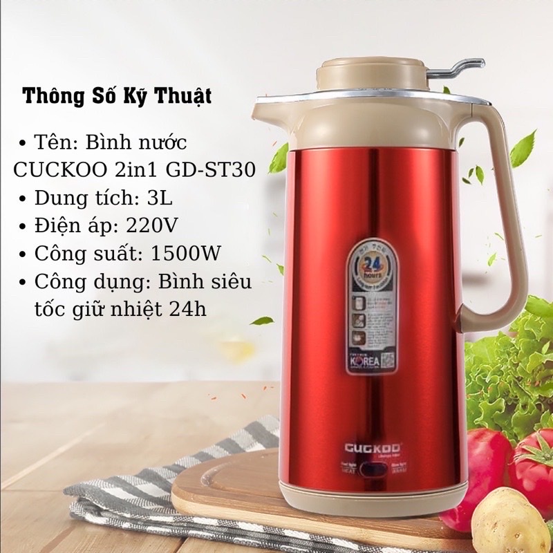 Ấm siêu tốc 3 lít, tự ngắt khi sôi gugkoo gd-st30 - bình đun nước siêu tốc