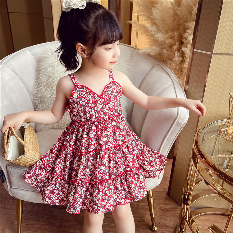Váy Hoa đỏ  hai dây nhí Cute