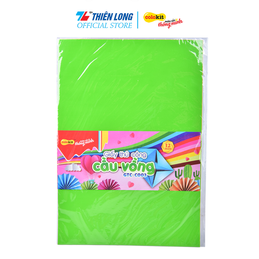 Combo 5 Xấp Giấy thủ công Thiên Long Colokit GTC-C003 (1 Xấp gồm 12 tờ - 12 màu)