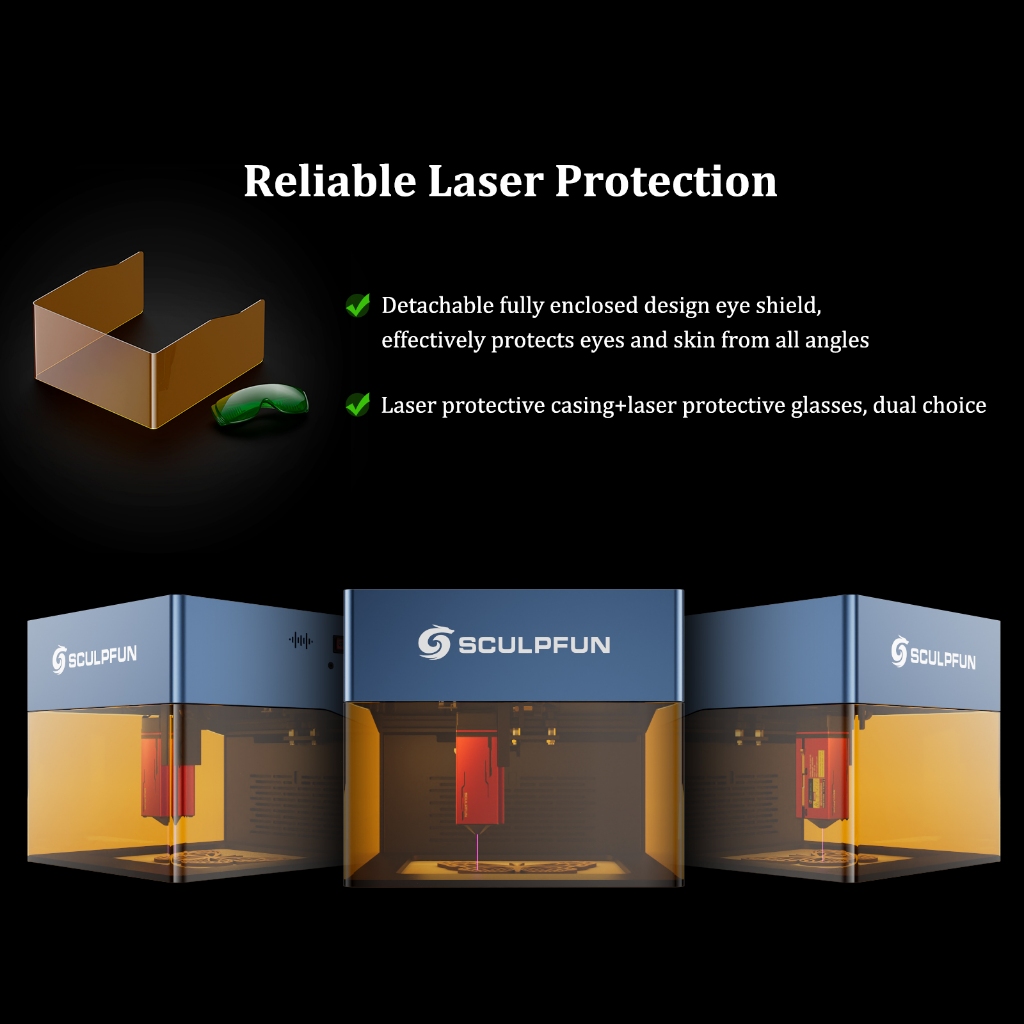 Atomstack SCULPFUN Máy khắc laser SCULPFUN iCube,Hỗ trợ WIFI APP Windows,Mac Máy khắc Laser thích hợp cho nhựa, acrylic, gỗ và thép không gỉ