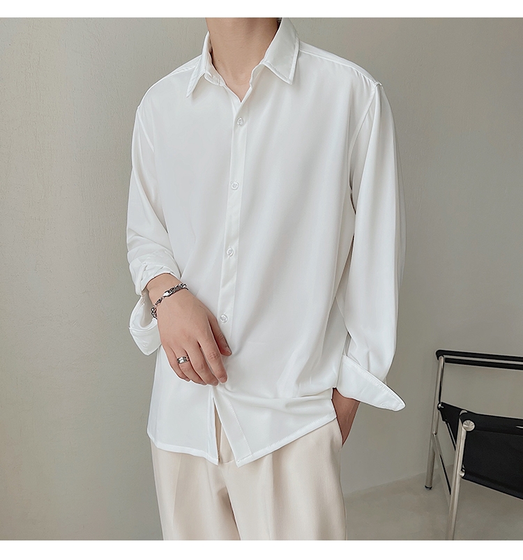 Áo sơ mi tay dài nam nữ form rộng - kiểu sơ mi cổ bẻ unisex Hàn Quốc chất vải lụa dãn