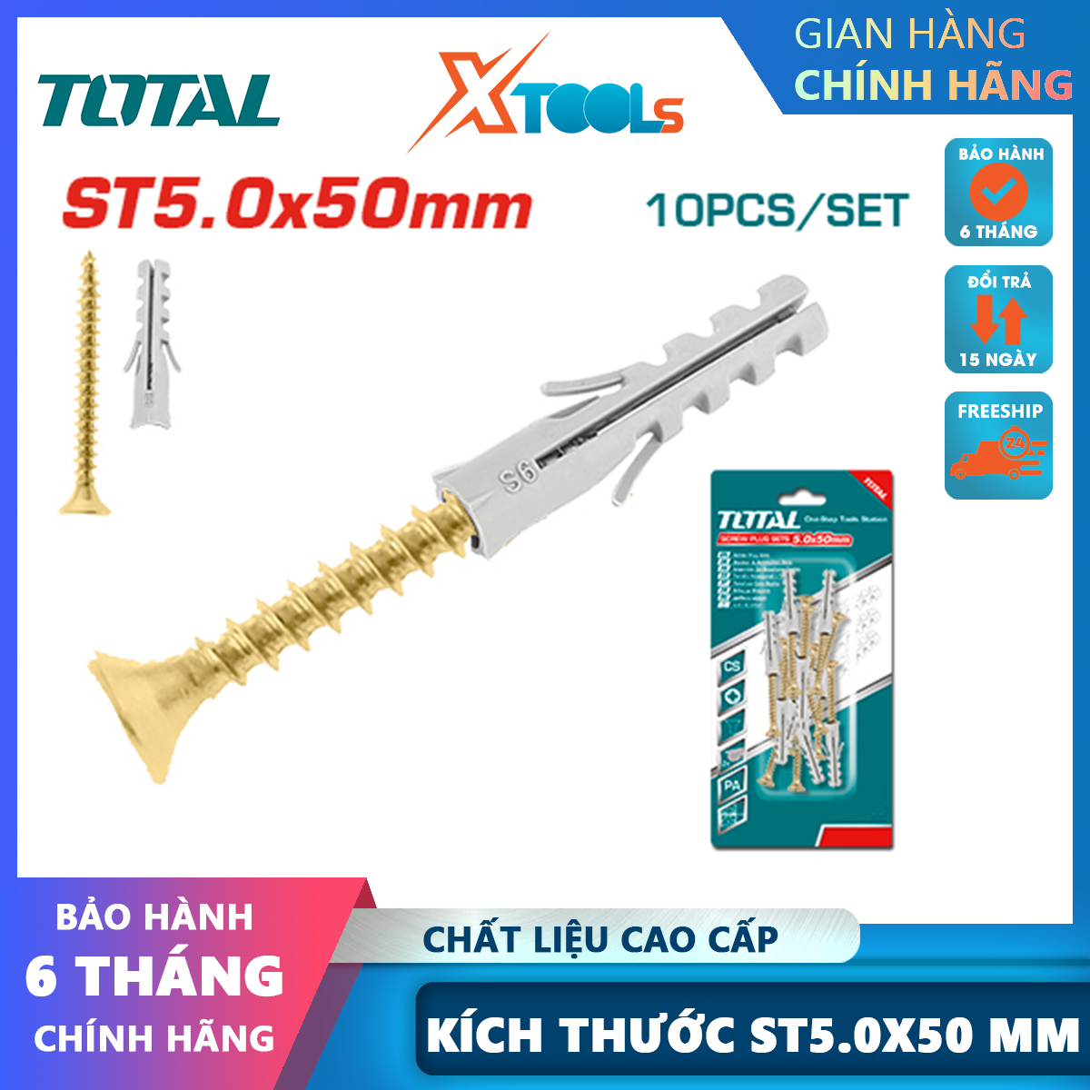 Bộ 5 tắc kê vít ST6.5x65mm TOTAL
