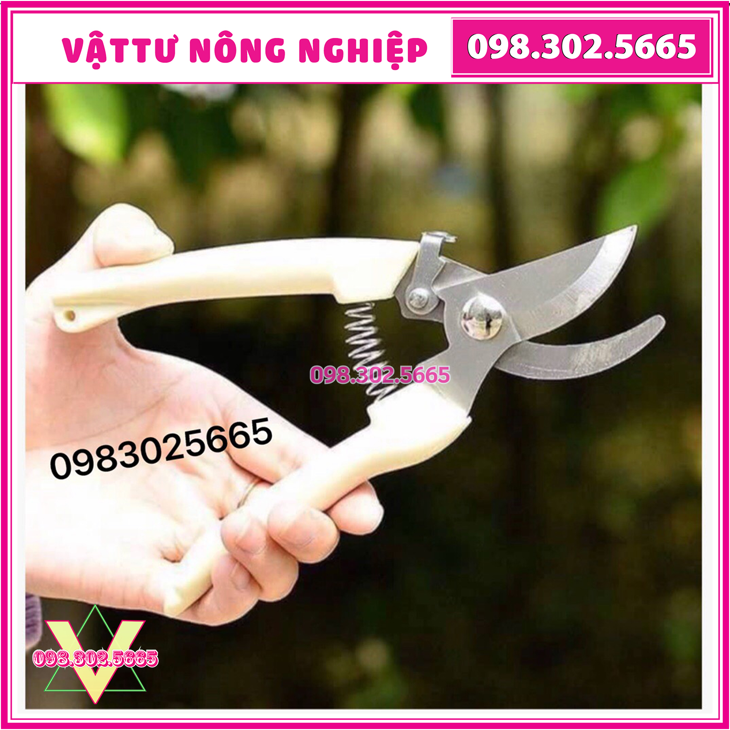 Kéo cắt cành cán trắng mỏ cong