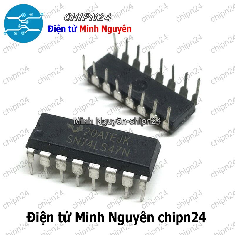 [1 con] (DIP) IC 7447 74LS47 DIP-16 (IC Giải mã BCD sang led 7 đoạn loại anode chung) - HH003648