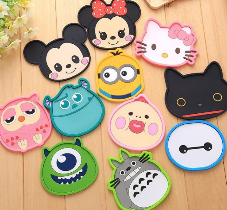 1 Miếng Lót Ly Silicone Hình Thú Siêu Dễ Thương