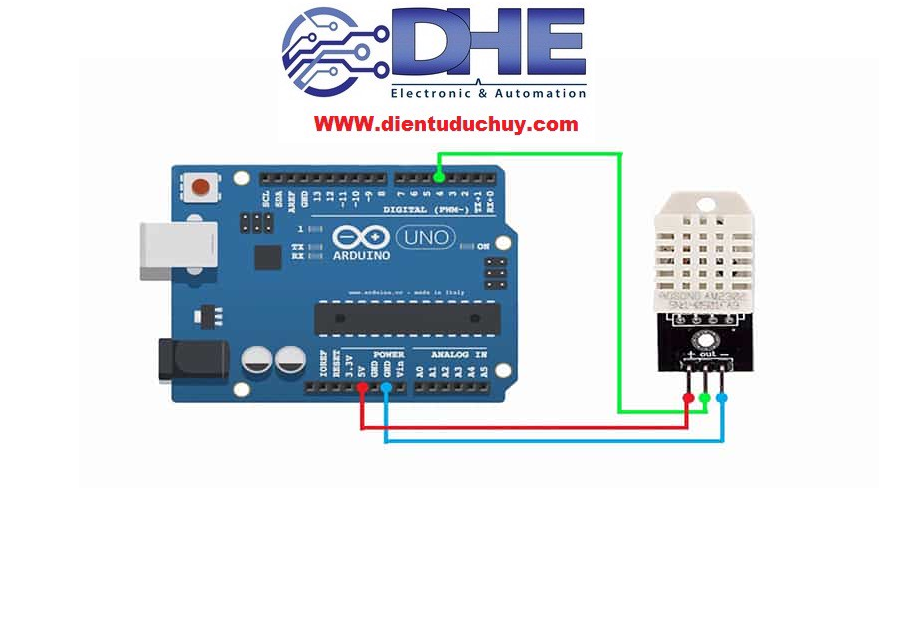 DHT22-CẢM BIẾN ĐỘ ẨM+NHIỆT ĐỘ (KÈM DÂY KẾT NỐI)