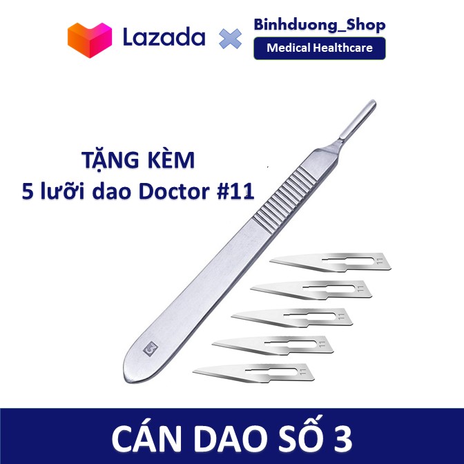 Cán dao mổ y tế số 3 (Kèm 50 lưỡi dao mổ thích hợp)
