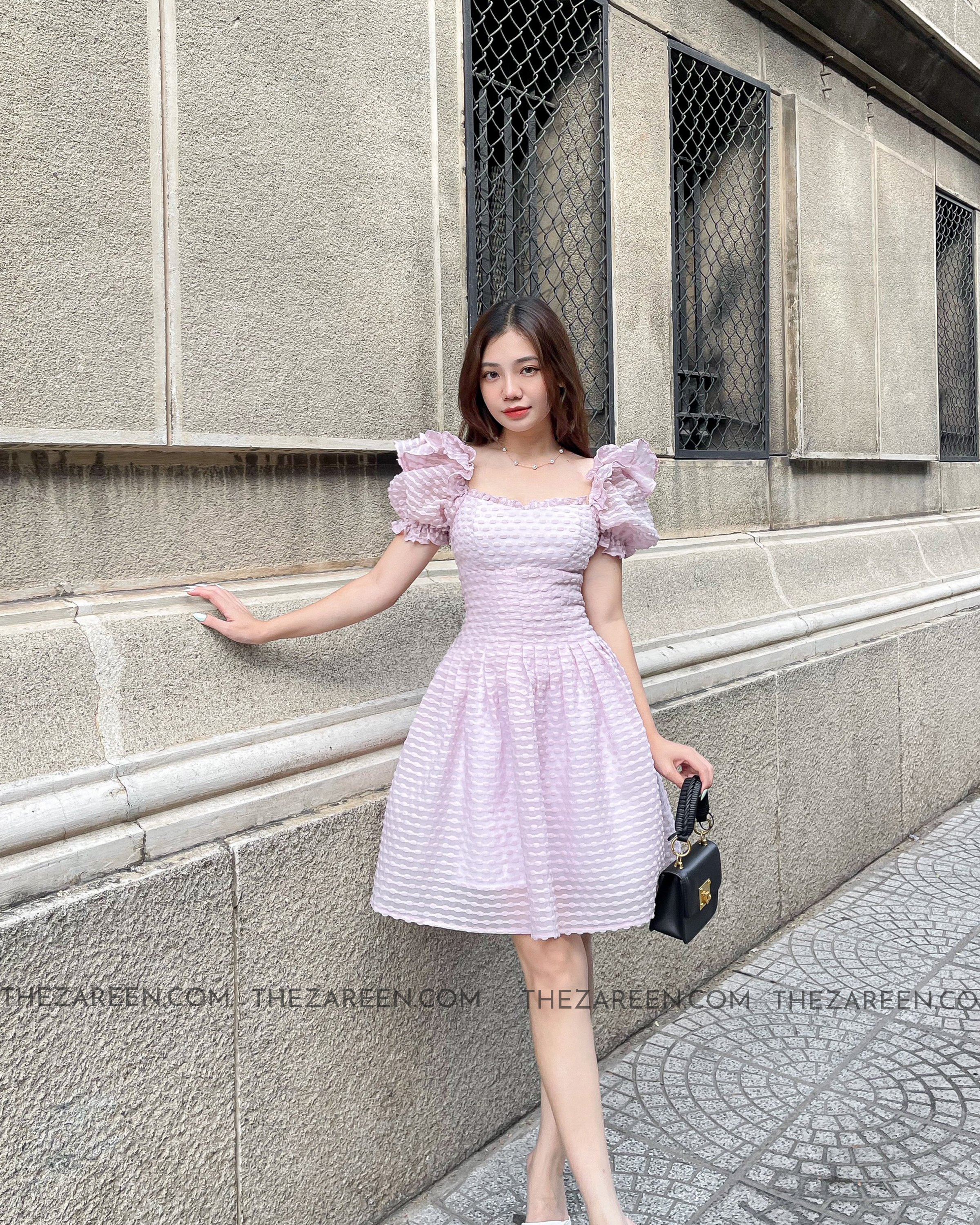 ZAREEN | ĐẦM XÒE XẾP LY EO DAX52 - TÍM