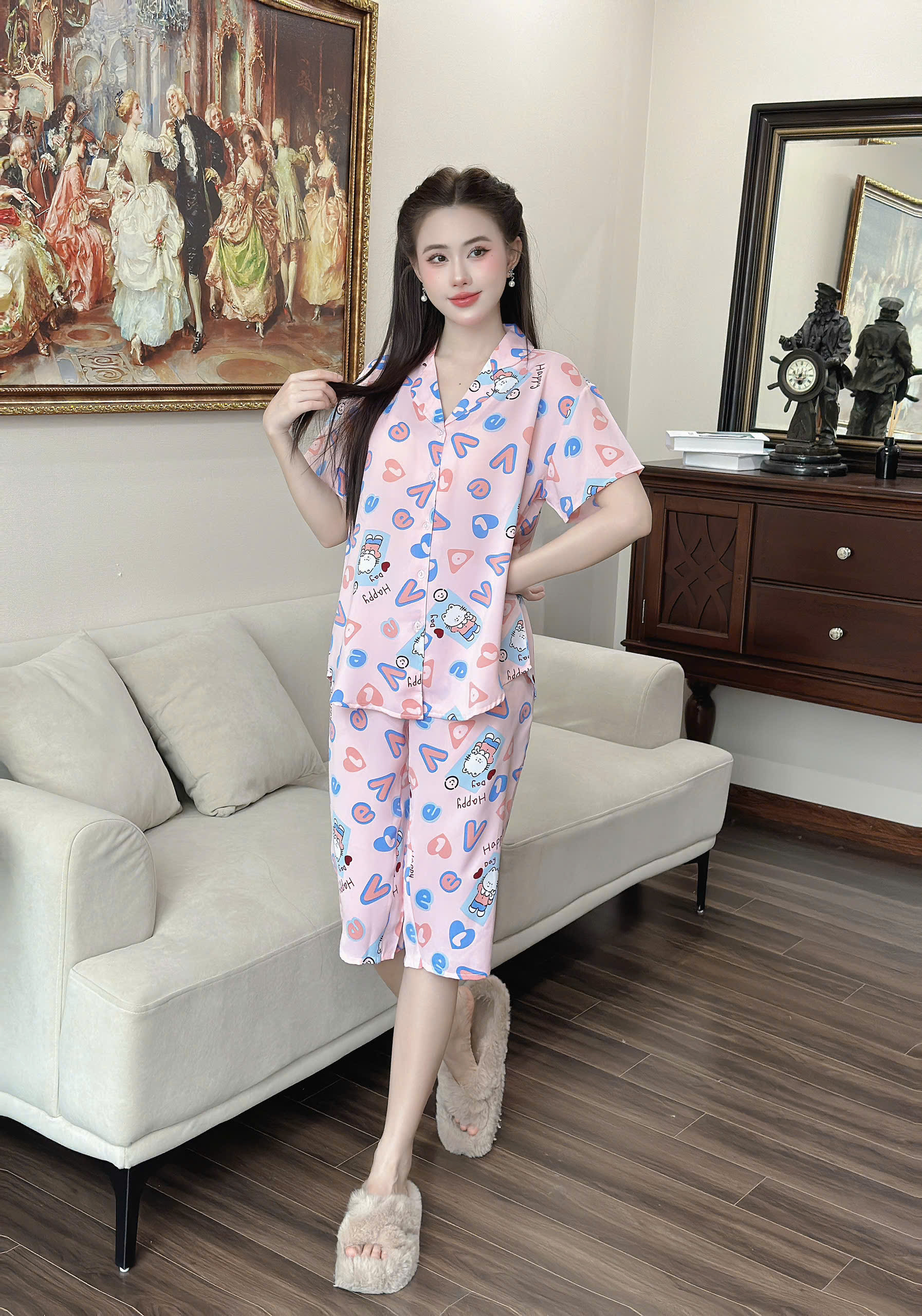 Đồ Bộ Lửng Lụa Bigsize 50-100kg bộ ngủ mặc nhà mềm mát