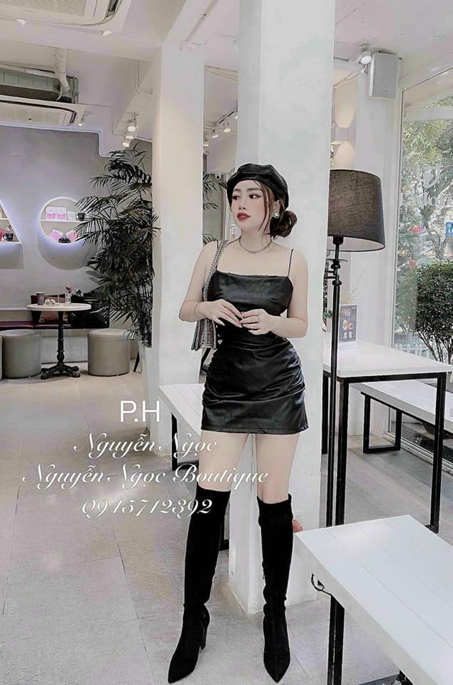 [HCM]đầm da hai dây siêu sang chảnh   876