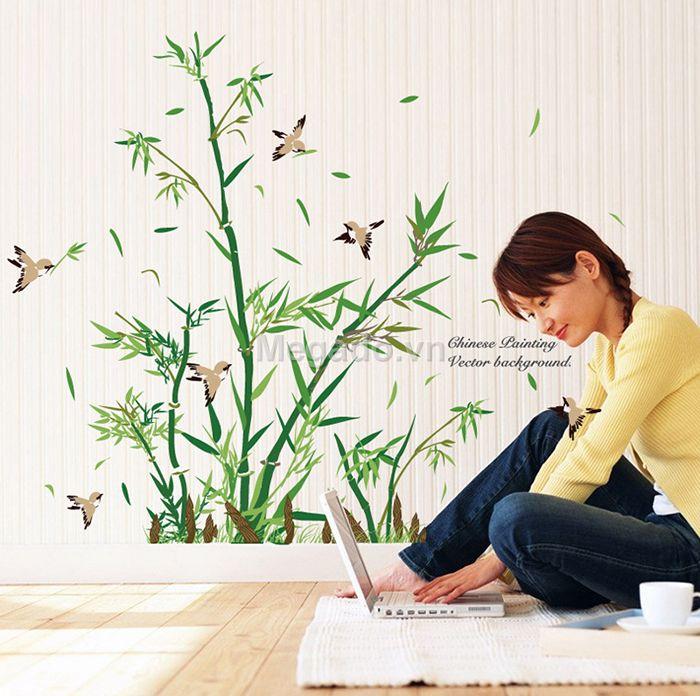 decal dán tường cây tre