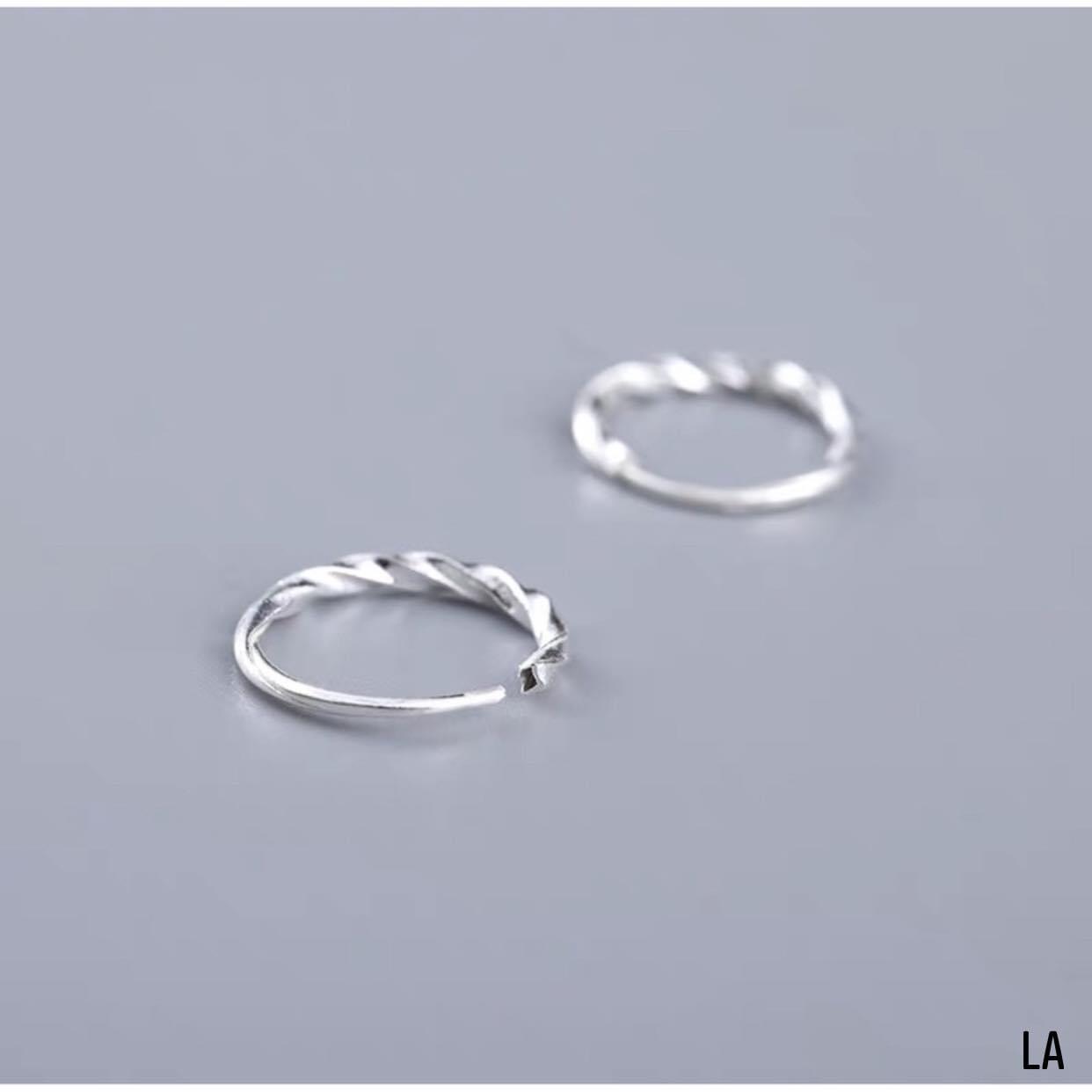 1 đôi Khuyên tròn trơn, dạng xoắn, bạc ta kiểu dáng basic