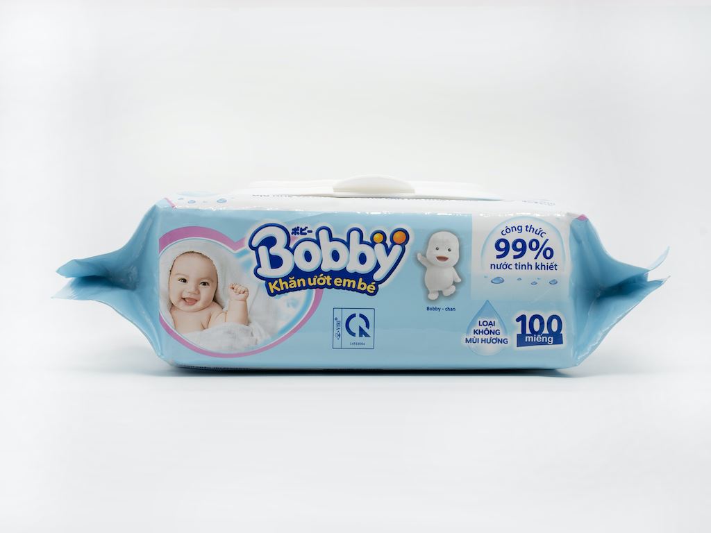 Khăn ướt em bé Bobby không mùi gói 100 miếng