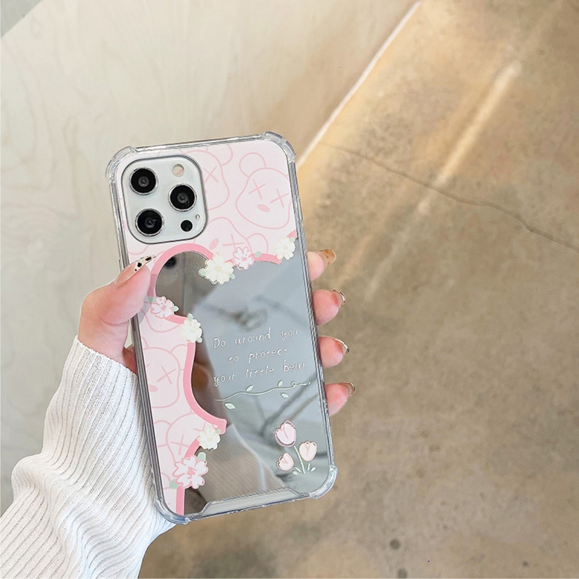 Ốp Lưng Gương Chống Sốc Kaws Flower