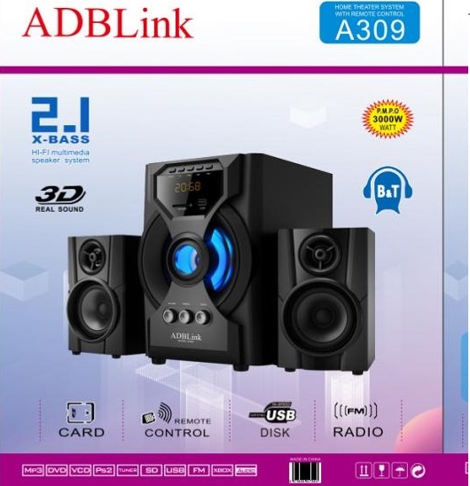 Loa Vi Tính 2.1 ADBLink A309 ( Bluetooth - FM , Thẻ Nhớ , Usb