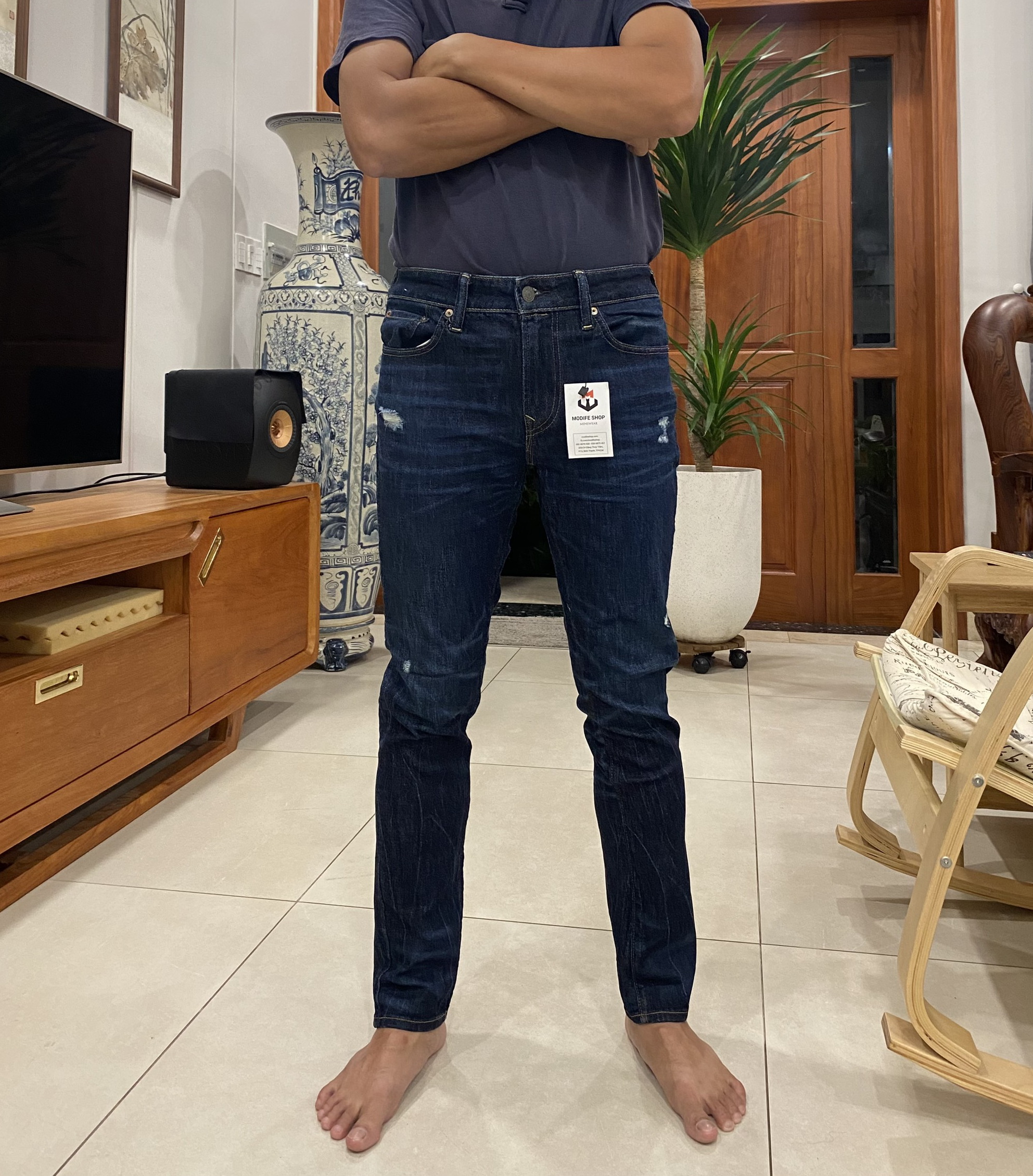 Quần Jean Nam American Eagle Airflex Xanh Đậm Form Dáng Basic - Modife Shop