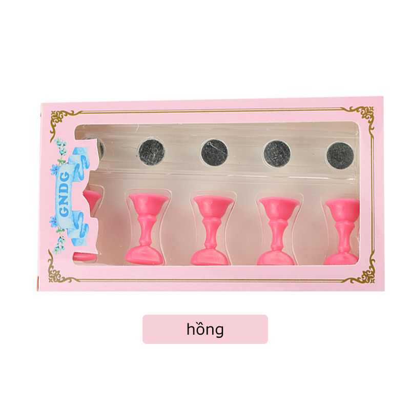 Q set 5 đế gắn móng giả tập sơn vẽ nail (giá đỡ móng giả tập vẽ) Y