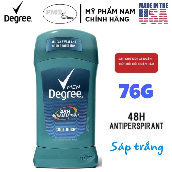 [USA] Lăn sáp khử mùi nam Degree men Cool Rush Antiperspirant 76g (sáp trắng) - Mỹ nhập khẩu
