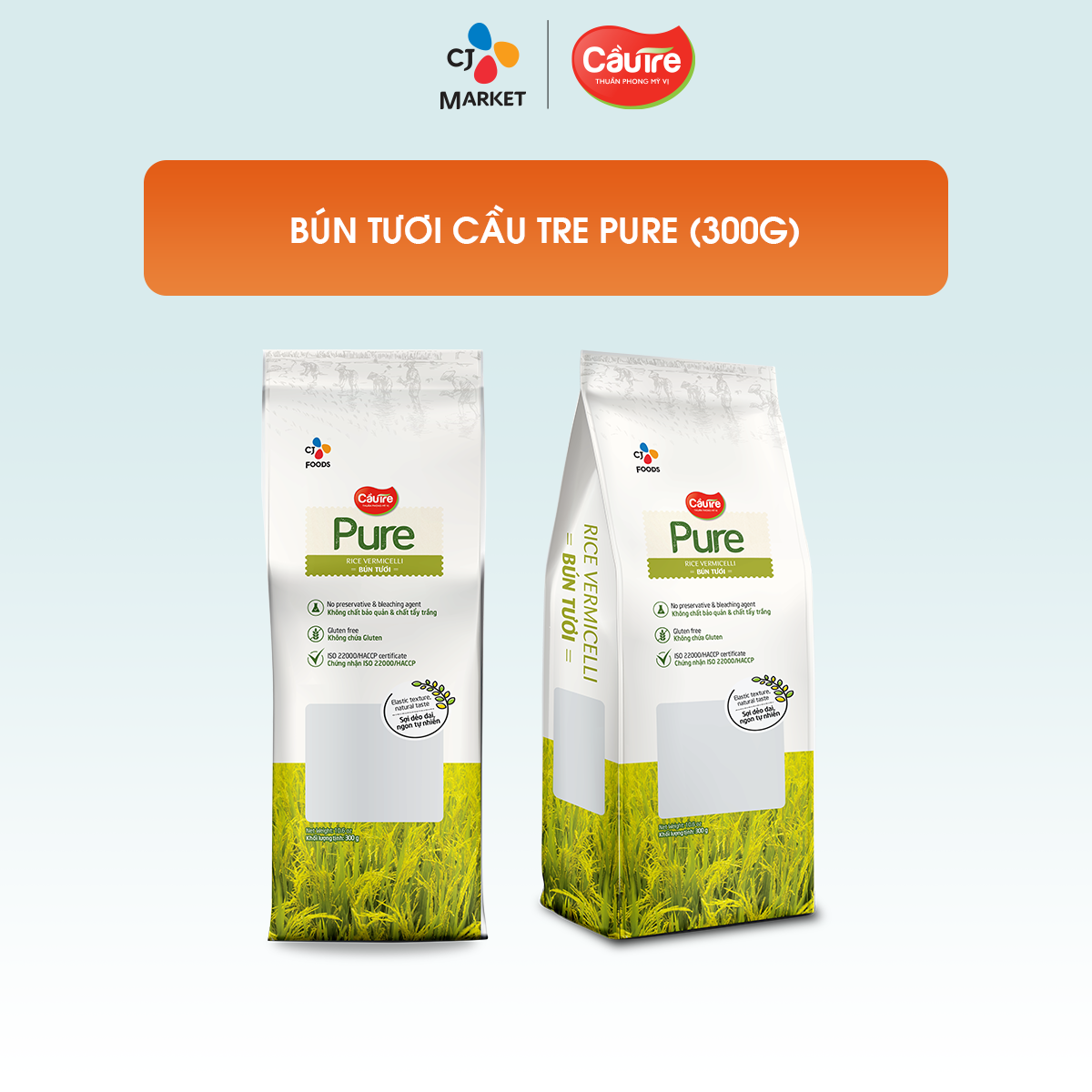 [HCM-HN] Thùng 15 gói Bún tươi Cầu Tre Pure (300g x 15 gói)