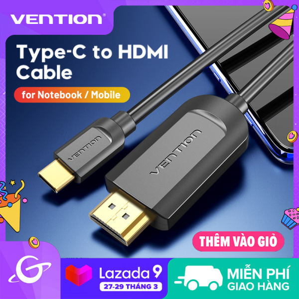 Vention cáp chuyển đổi Type c sang HDMI USB C to hdmi connector for Cellphone to tv MacBook Samsung Galaxy S10/S9 Huawei Mate 20 P20 Pro Thunderbolt 3 USB DHMI Adapter HDMI cable phone to tv for android
