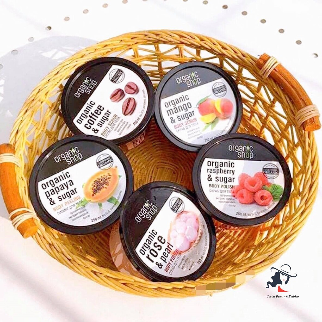 Tẩy tế bào chết body organic shop đủ mùi