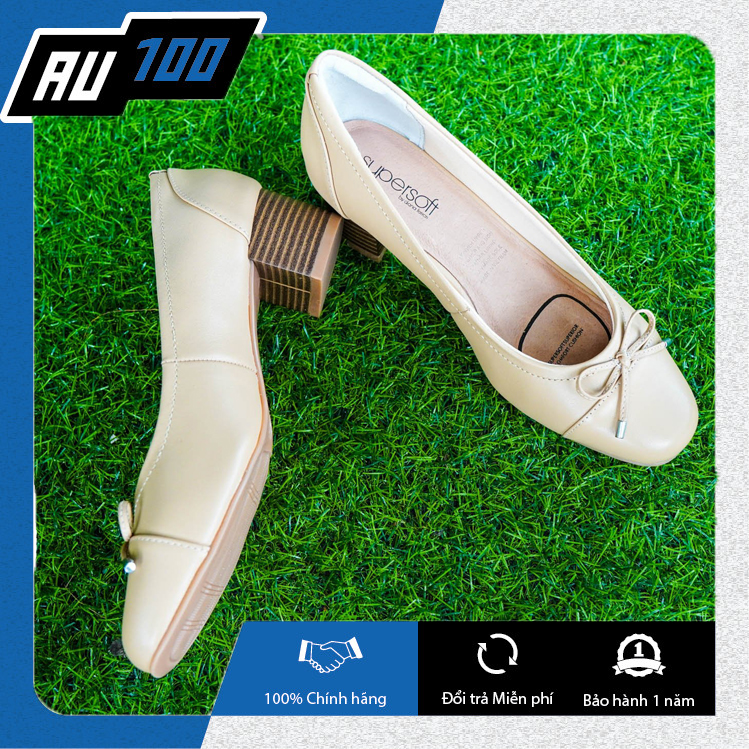 [AU100] Giày Supersoft da thật màu nude[ Giày supersoft chính hãng đi không bị đau chân] (Made in Vietnam)