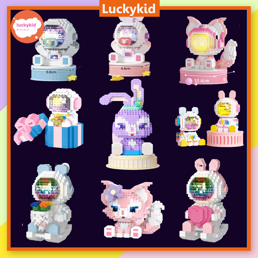 Đồ chơi xếp hình  Luckykid Lắp ráp lắp ghép xếp hình  3d mini cute bộ đồ chơi cho bé mô hình động vật phi hành gia cho bé trai bé gái