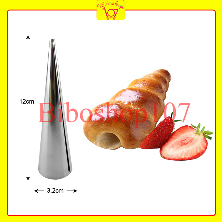 Khuôn làm bánh ốc quế , bánh sừng bò 12x3cm