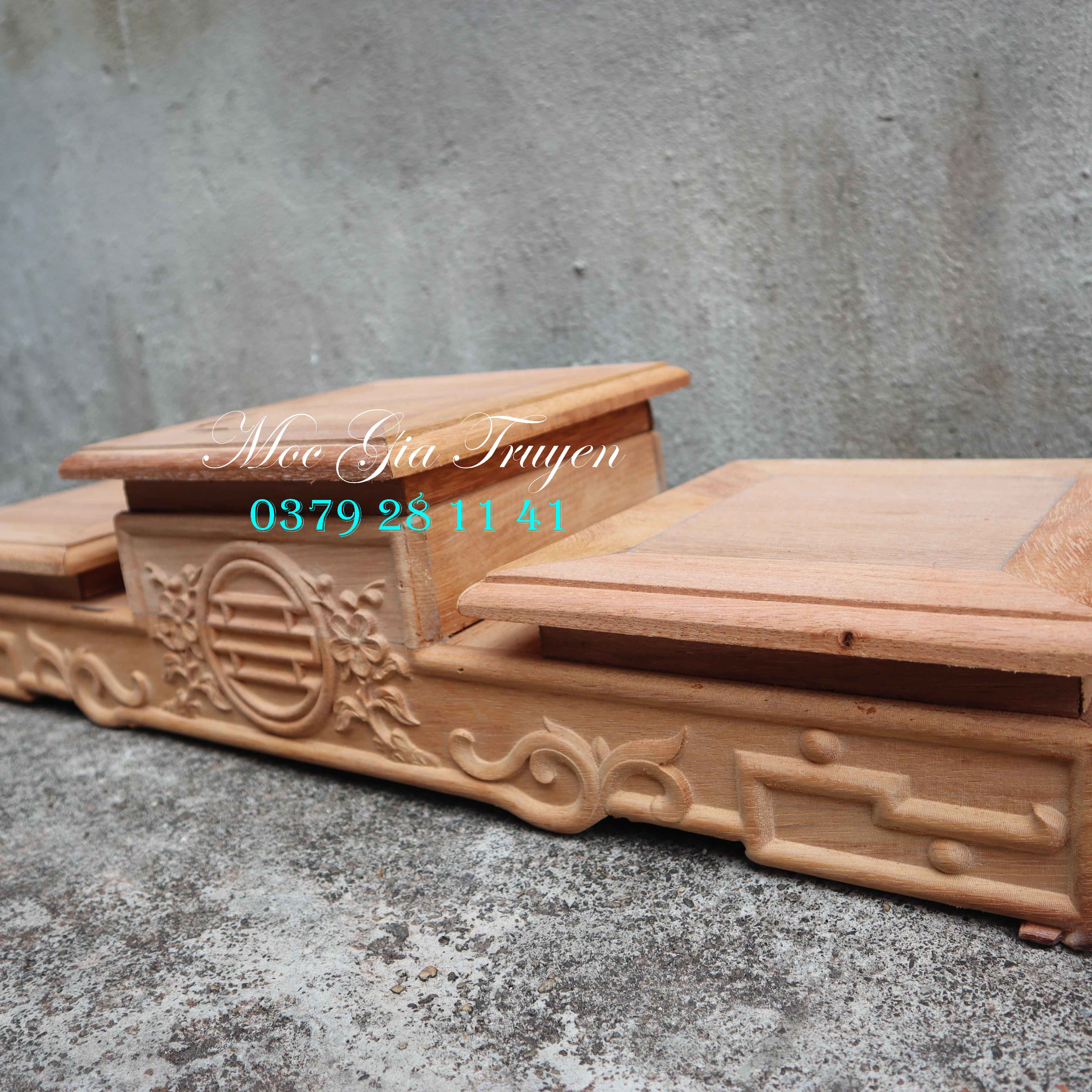 Đế kê bát hương thờ cúng bát nhang gỗ gõ