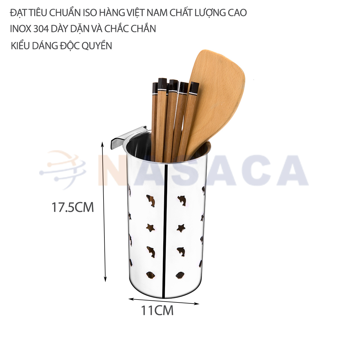 Kệ muỗng đũa treo + bắt vít TOVASHU 304-MC5 (inox 304 - bảo hành 20 năm)
