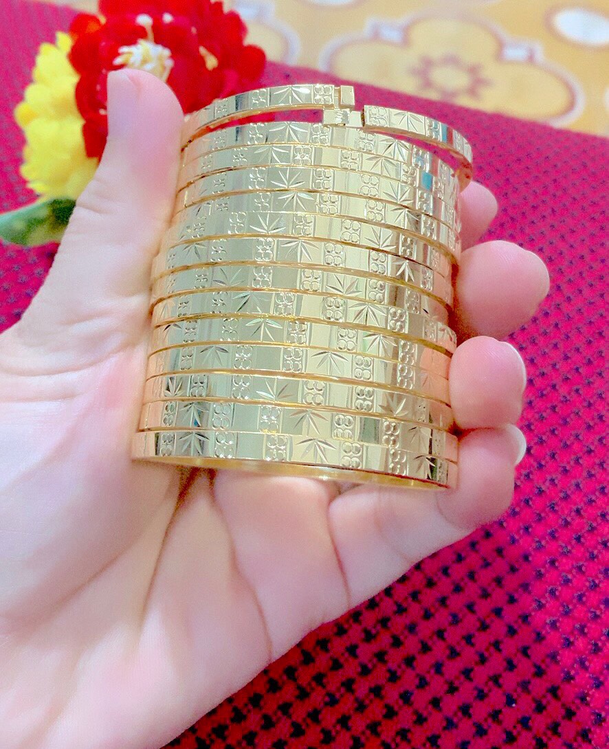 Vòng ximen chạm bộ 7 chiếc khóa bấm mạ 18k
