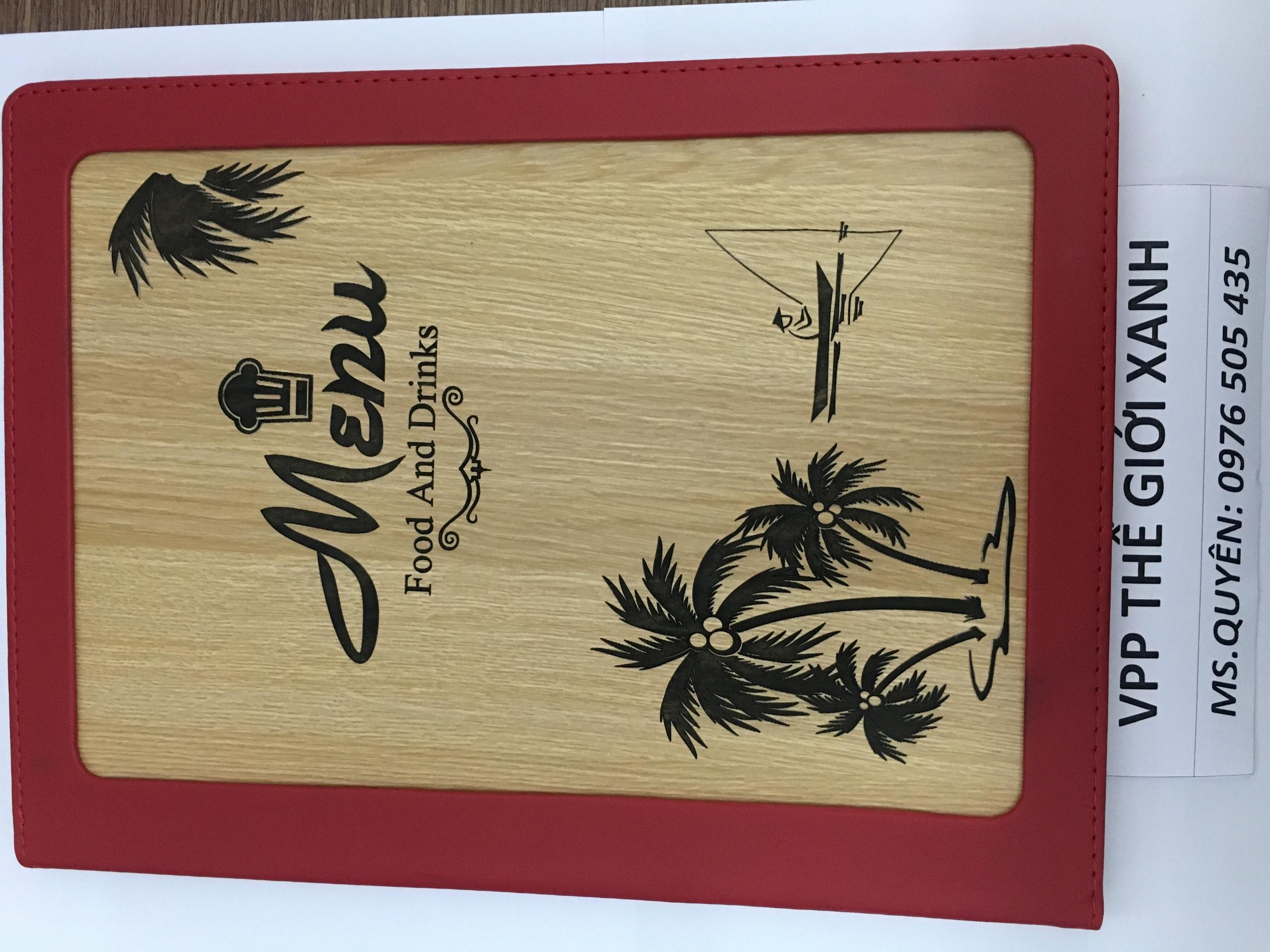 Bìa 10 lá menu gỗ a4 2332