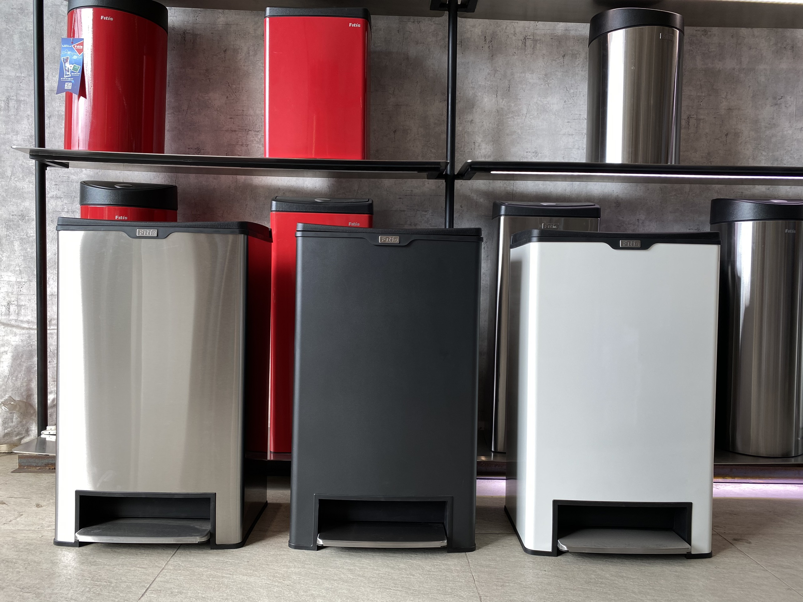Thùng Rác Fitis Mega - Vuông Đạp Cao (40L)