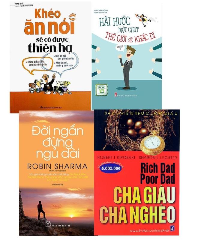 Mua Combo 4 sách: Khéo ăn nói, Hài hước, Đời ngắn đừng ngủ dài, cha giàu cha nghèo