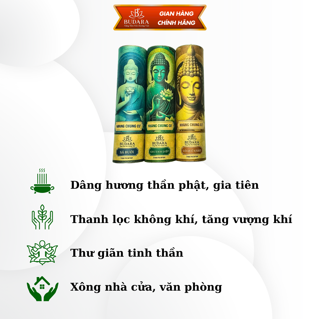 Nhang chung cư, nhang dùng thắp chung cư, nhang thảo mộc budara