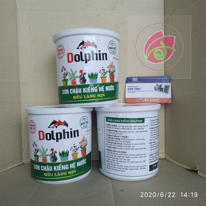 Sơn chậu kiểng màu xanh đá hệ nước DOLPHIN1kg