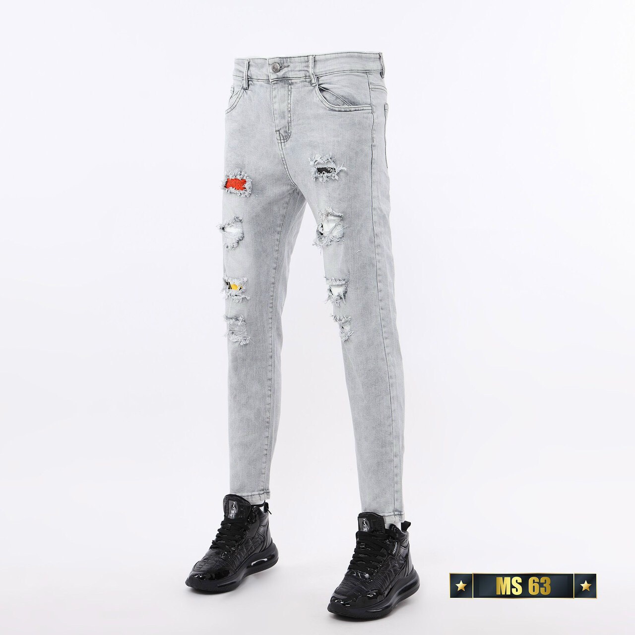 Quần jean nam rách nhiều bụi bặm quần bò nam cao cấp jeans quần jin kv 001