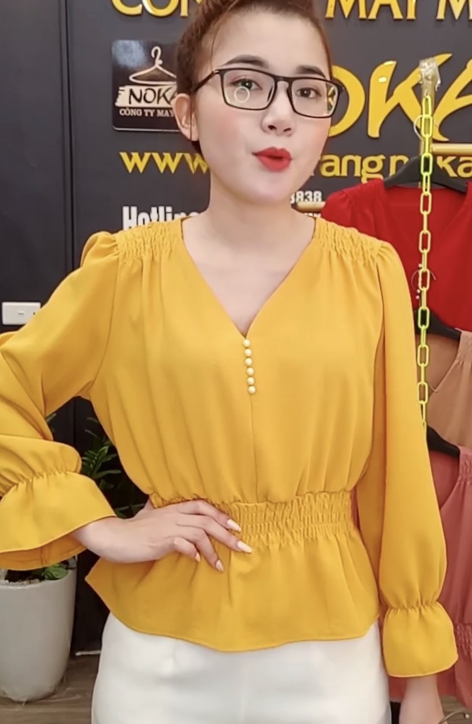 Áó Sơ Mi  Dài Tay Đính Ngọc