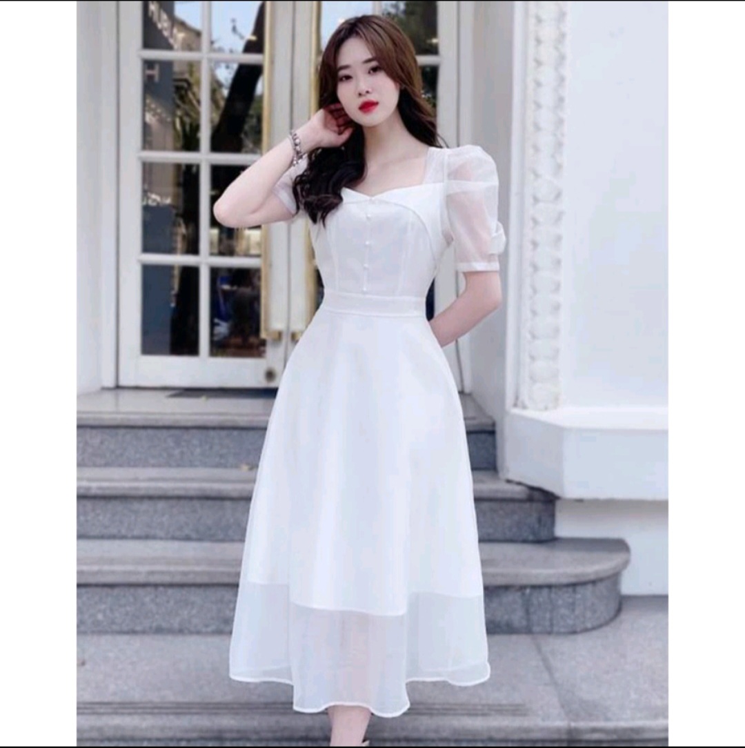 Đầm xòe nữ chất voan kiếng 2 lớp y mẫu.đầm xòe dự tiệc xinh xắn.