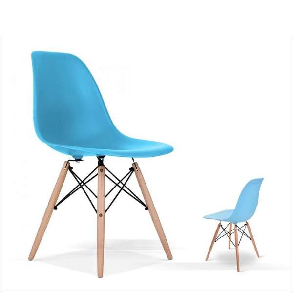Kachi – COMBO 4 Ghế nhựa Eames chân gỗ FP-235 (E1) (màu xanh dương)