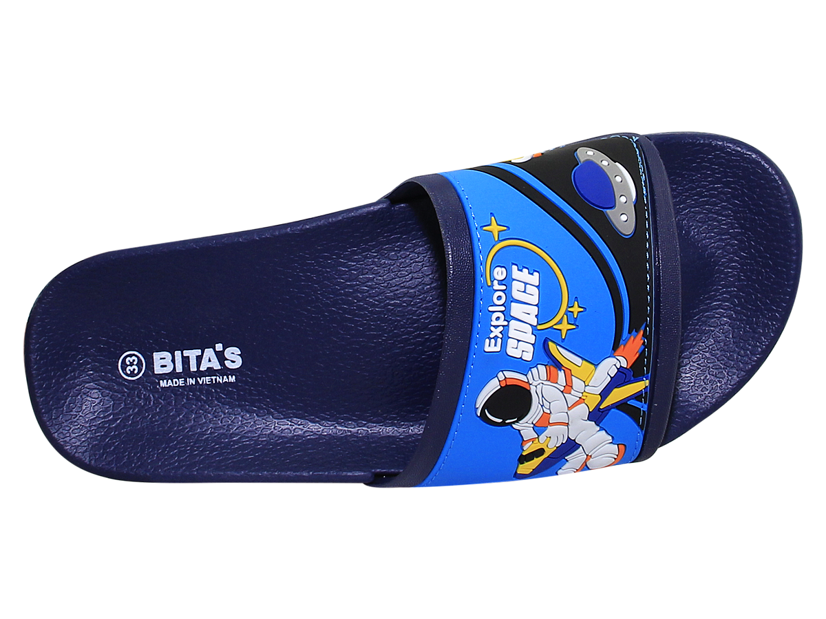 Dép quai ngang bé trai Bita's EBY.15 (Đen + Đỏ + Navy)