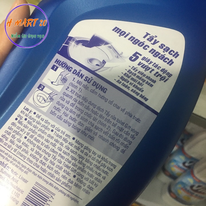 Nước tẩy bồn cầu gift 600ml đậm đặc, siêu sạch