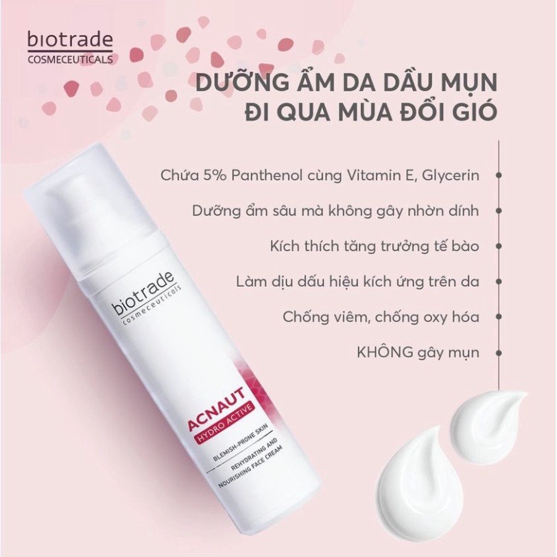 Kem dưỡng ẩm Biotrade Acnaut Hydro Active Cream phục hồi, làm dịu làn da sau mụn 60ml - DuocmyphamDrAn