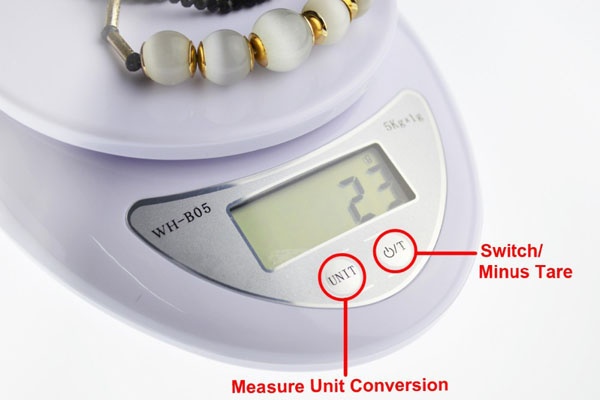 Cân điện tử tròn 5kg B05 nhà bếp LCD