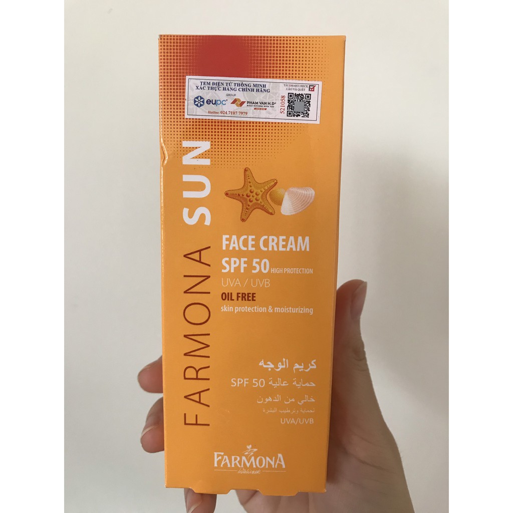 Kem chống nắng FARMONA SUN FACE CREAM SPF 50 OIL FREE cho da dầu - 50ml