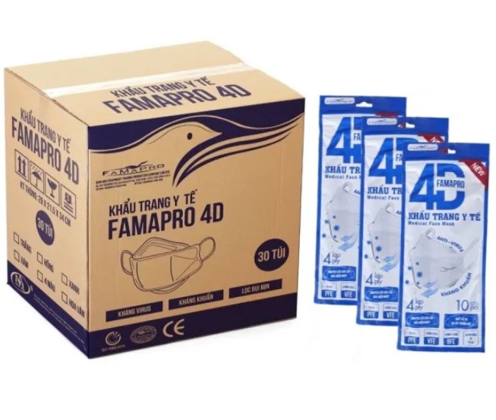 (Gói 10 Cái) Khẩu Trang 4D Famapro KF94
