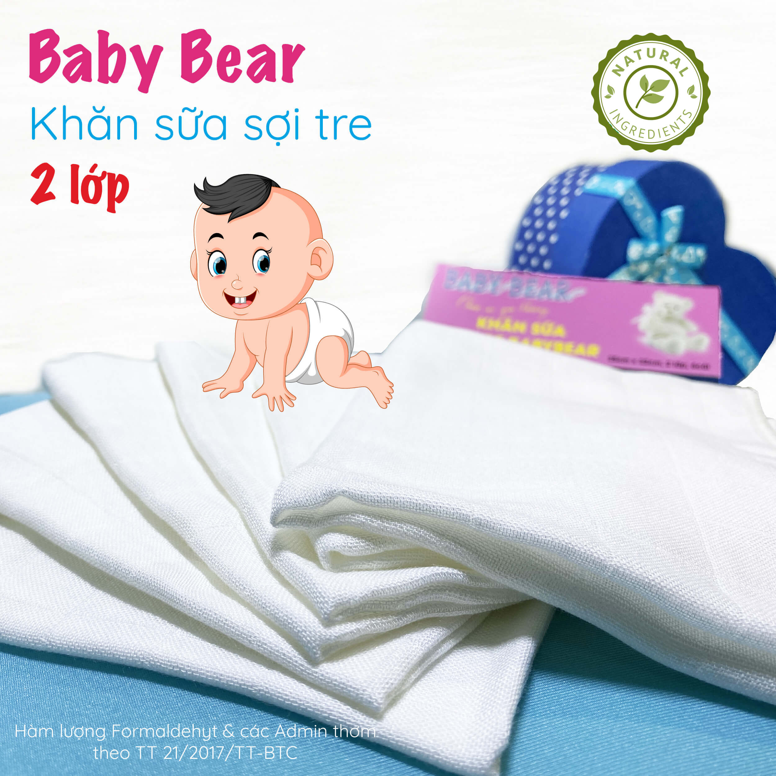 Khăn sữa sợi tre Baby Bear 25x32cm 2 lớp