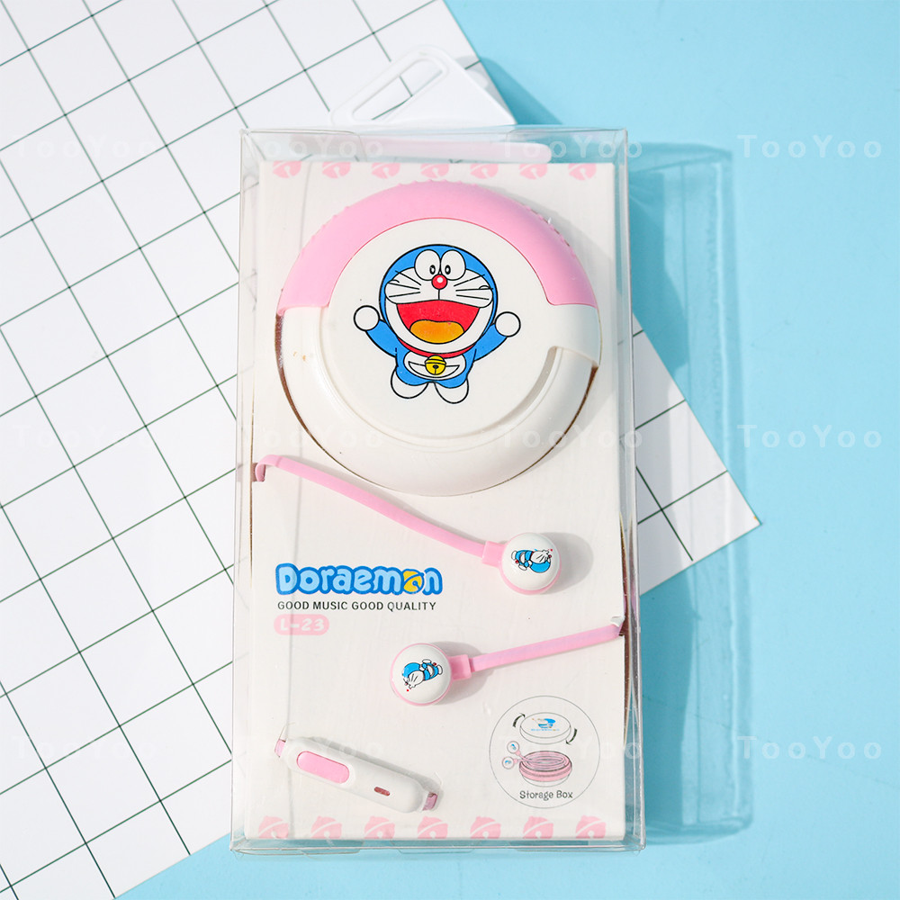 Tai nghe nhét tai có mic doraemon doremon kèm hộp đựng dễ thương cute mon0169